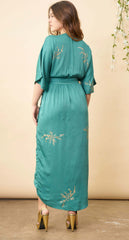 Cherry Blossom Maxi Wrap Dress in Emerald + Gold | Boutique In USA, Dresses, $ 180.00, A Moment Of Now™