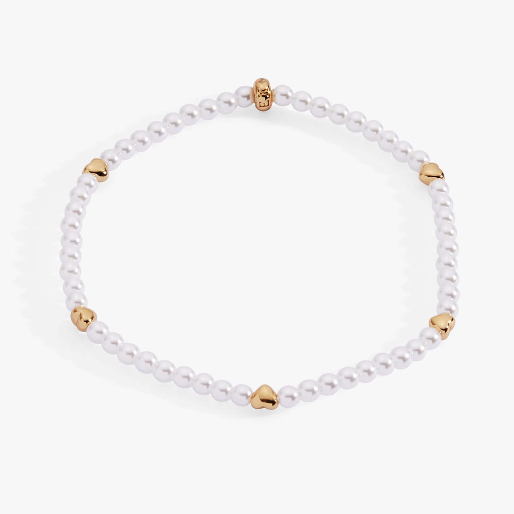 Heart and Pearl Stretch Bracelet, Bracelets, $ 34.00, A Moment Of Now™
