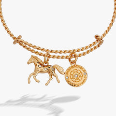 Horse Rope Textured Charm Bangle, Bracelets, $ 38.00, A Moment Of Now™