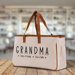 Grandma Grandchild Kids Names Custom Grandma Tote Bag Grandma's Getaway Bag Personalized Grandma Gift Bag Shopping Bag Mother Day Gift