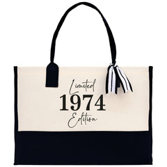 Custom Limited Edition Birthday 1973 Cotton Canvas Tote Bag 50th Birthday Gift For Women Personalized 50th Birthday Celebration Party Gift