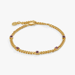 June Birthstone Light Amethyst Curb Chain Bracelet | Boutique In USA, Bracelets, $ 28.00, A Moment Of Now™