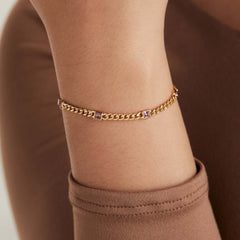 June Birthstone Light Amethyst Curb Chain Bracelet | Boutique In USA, Bracelets, $ 28.00, A Moment Of Now™