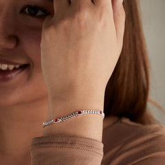July Birthstone Ruby Curb Chain Bracelet, Bracelets, $ 28.00, A Moment Of Now™