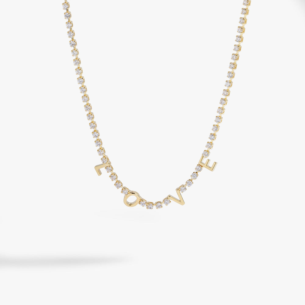 "Love" Crystal Tennis Necklace, Necklaces, $ 23.90, A Moment Of Now™