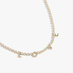 "Love" Crystal Tennis Necklace, Necklaces, $ 23.90, A Moment Of Now™