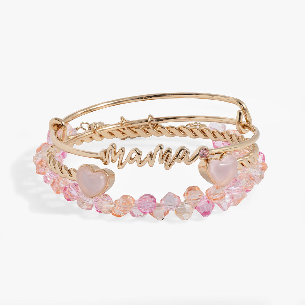 'Mama' Pink Beaded Bangle Set of 3, Bracelets, $ 78.00, A Moment Of Now™