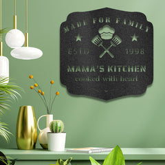 Mama’s Kitchen Metal Wall Art – Custom Name Gift for Mom