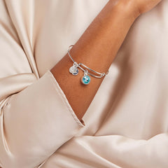 March Birthstone Charm Bangle, Aquamarine | Boutique In USA, Bracelets, $ 28.00, A Moment Of Now™
