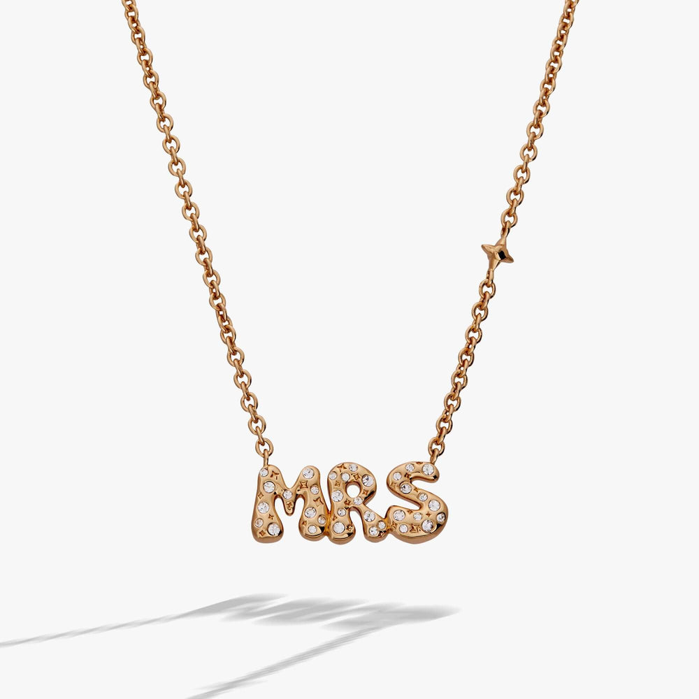 'Mrs' Bubble Crystal Pendant Necklace, Necklaces, $ 44.00, A Moment Of Now™