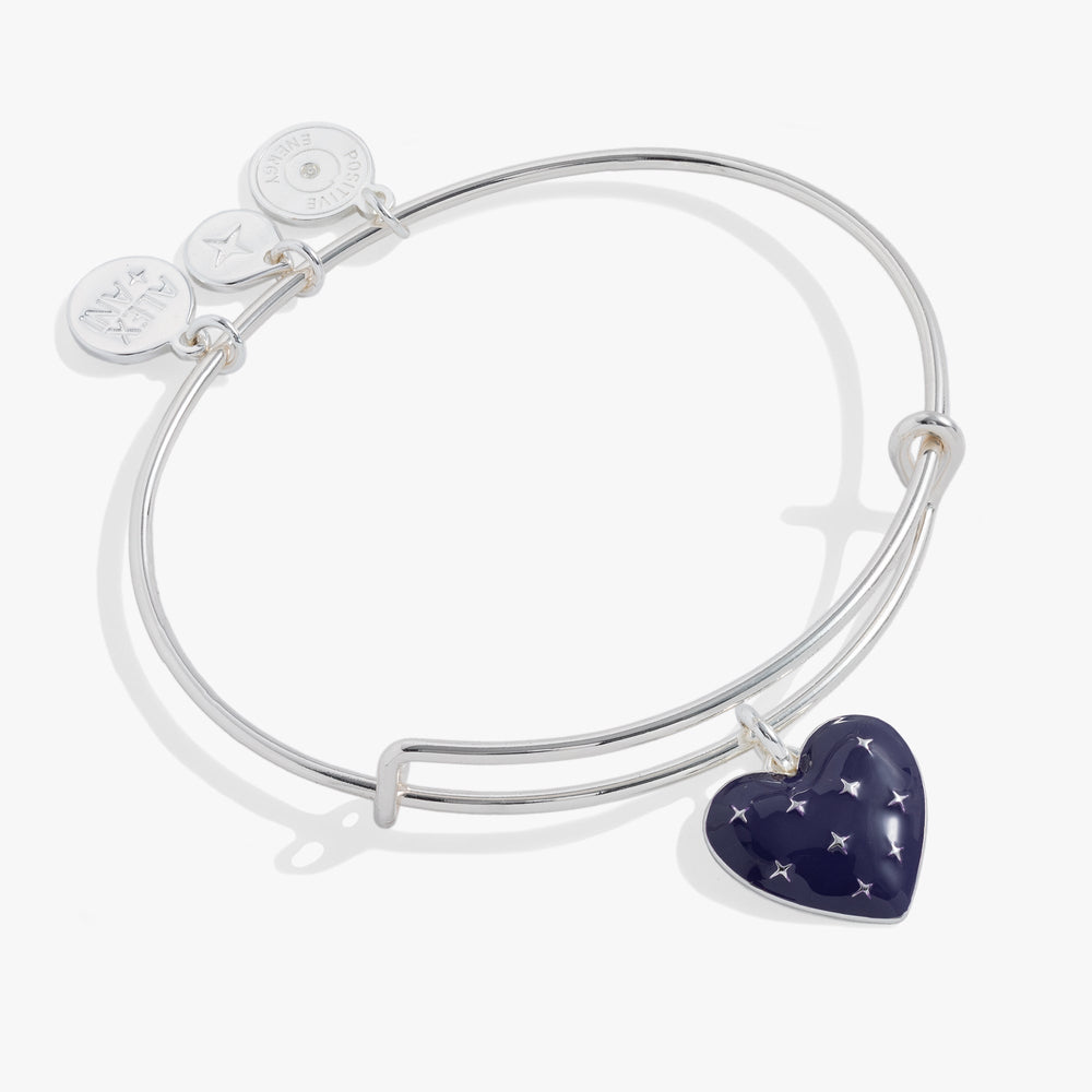 Navy Enamel Heart Charm Bangle, Bracelets, $ 13.90, A Moment Of Now™