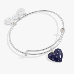 Navy Enamel Heart Charm Bangle, Bracelets, $ 13.90, A Moment Of Now™