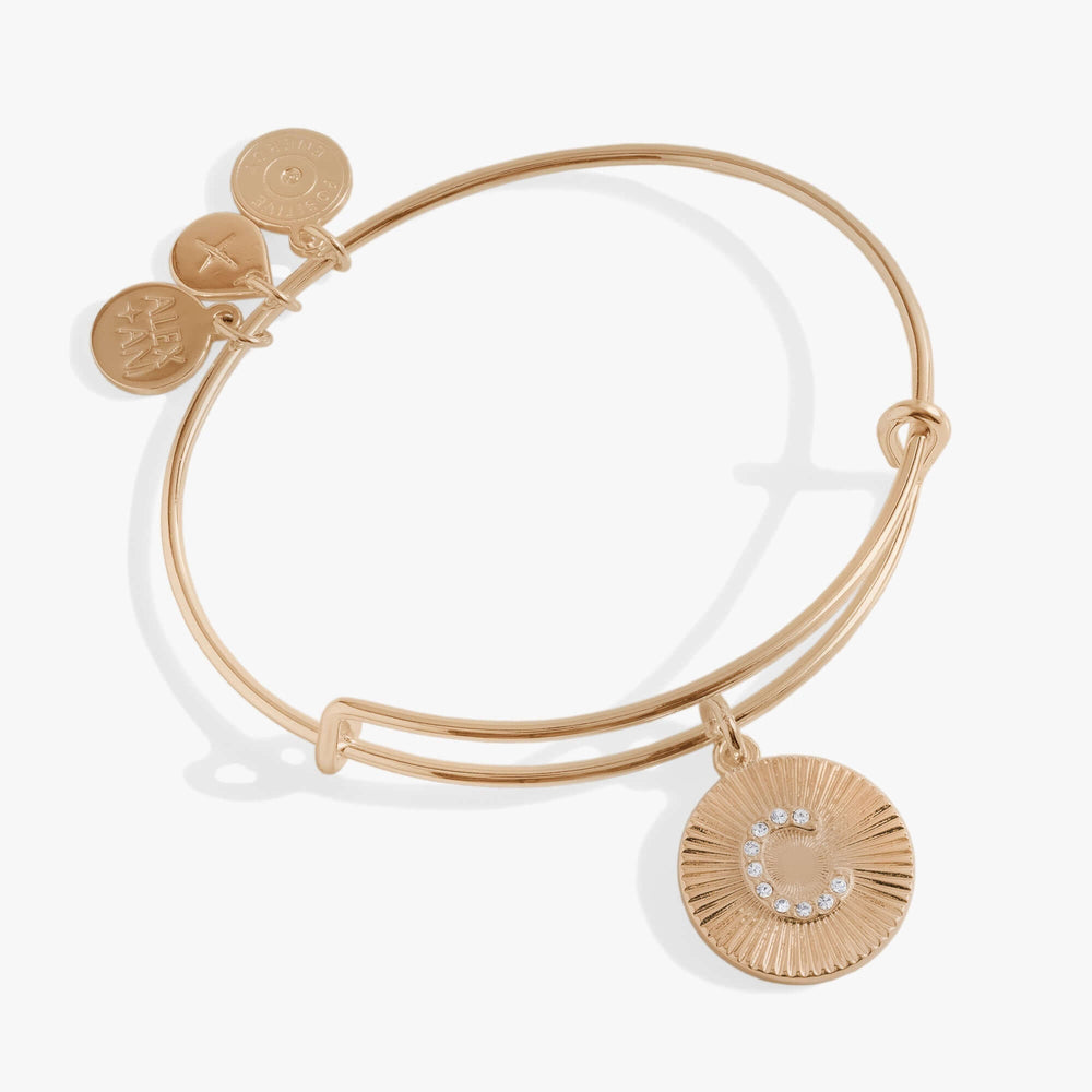 Initial C Pave Starburst Texture Bangle | Boutique In USA, Bracelets, $ 28.00, A Moment Of Now™