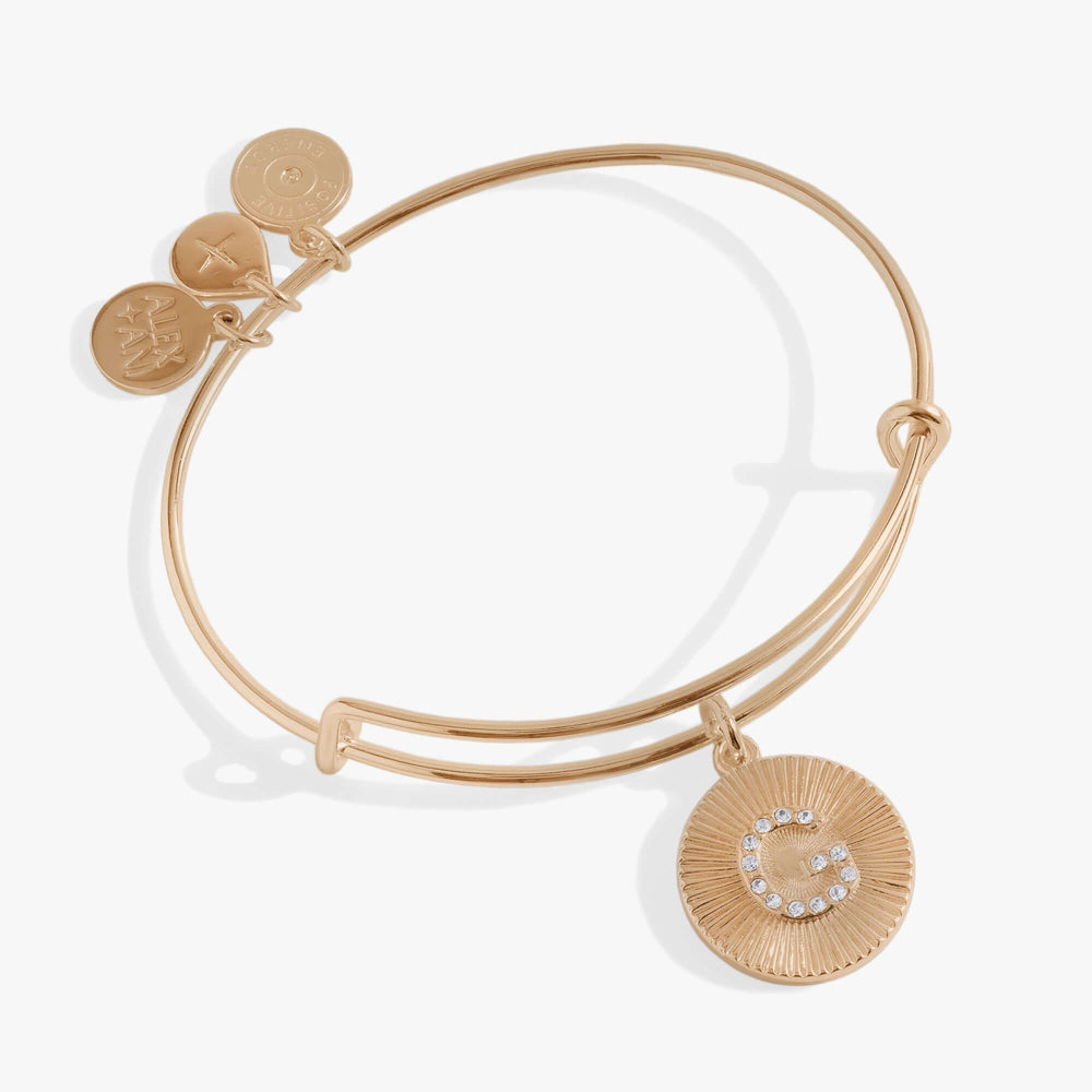 Initial G Pave Starburst Texture Bangle | Boutique In USA, Bracelets, $ 28.00, A Moment Of Now™