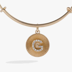 Initial G Pave Starburst Texture Bangle | Boutique In USA, Bracelets, $ 28.00, A Moment Of Now™