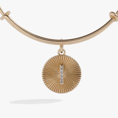 Initial I Pave Starburst Texture Bangle, Bracelets, $ 28.00, A Moment Of Now™