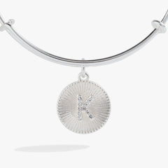 Initial K Pave Starburst Texture Bangle, Bracelets, $ 28.00, A Moment Of Now™