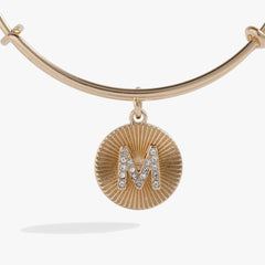 Initial M Pave Starburst Texture Bangle | Boutique In USA, Bracelets, $ 28.00, A Moment Of Now™
