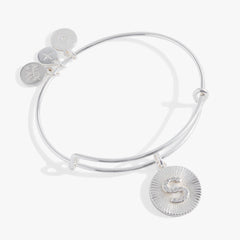 Initial S Pave Starburst Texture Bangle, Bracelets, $ 28.00, A Moment Of Now™