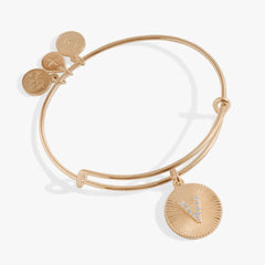 Initial V Pave Starburst Texture Bangle | Boutique In USA, Bracelets, $ 28.00, A Moment Of Now™