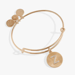 Initial Z Pave Starburst Texture Bangle, Bracelets, $ 28.00, A Moment Of Now™