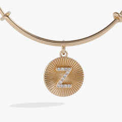 Initial Z Pave Starburst Texture Bangle | Boutique In USA, Bracelets, $ 28.00, A Moment Of Now™