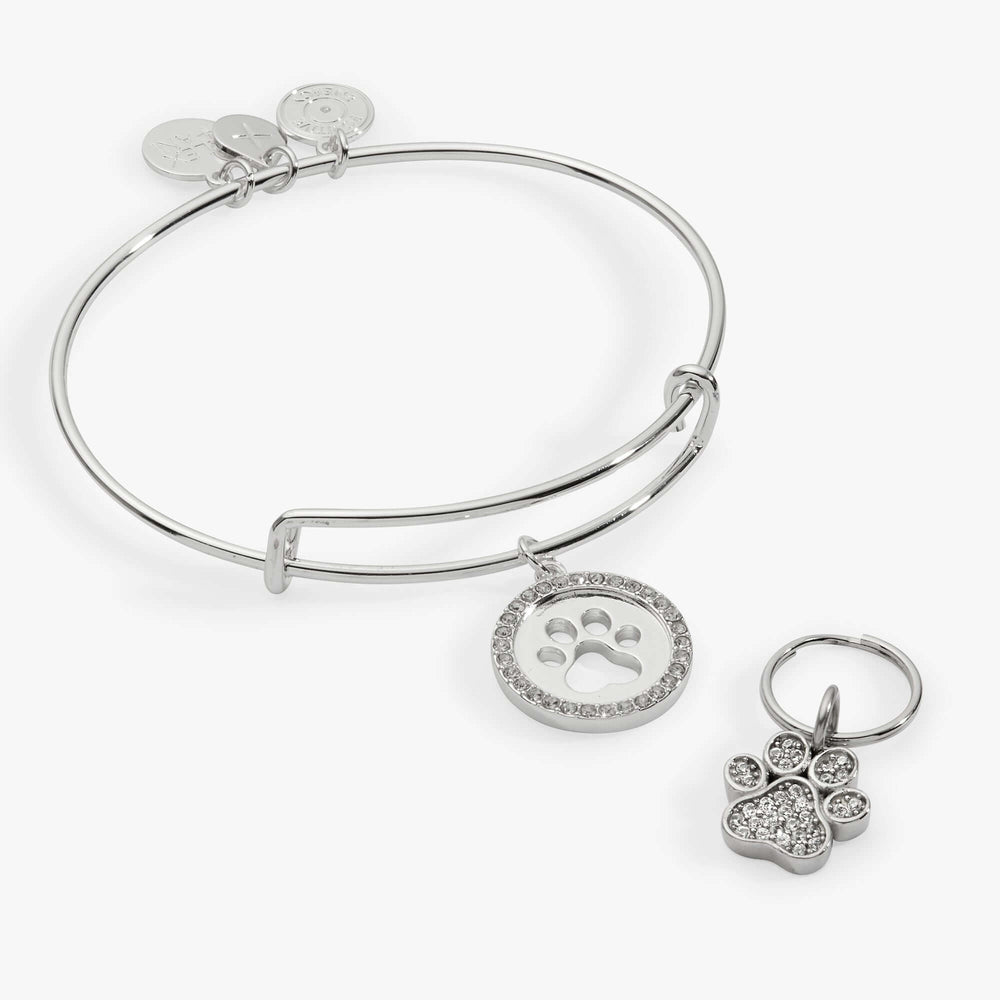 Paw Print Bangle & Pet Collar Charm Set of 2, Bracelets, $ 44.00, A Moment Of Now™