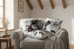 Black and White Smoky Peony Throw Pillow Cushion Cover + Insert | Boutique In USA, Throw Pillows, $ 55.00, A Moment Of Now™