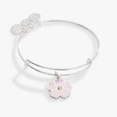 Pink Pansy and Crystal Charm Bangle Bracelet, Bracelets, $ 24.90, A Moment Of Now™