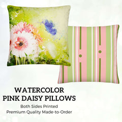 Watercolor Pink Daisy & Blue Fairy Butterfly Pillow, Throw Pillows, $ 59.00, A Moment Of Now™