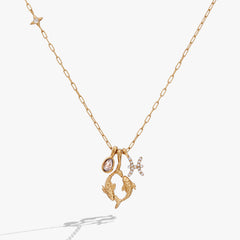 Pisces Zodiac Charm Cluster Necklace