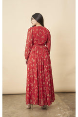 Hibiscus Empress Wrap Dress Red Lipstick + Gold | Boutique In USA, Dresses, $ 220.00, A Moment Of Now™