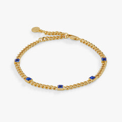 September Birthstone Sapphire Curb Chain Bracelet, Bracelets, $ 28.00, A Moment Of Now™