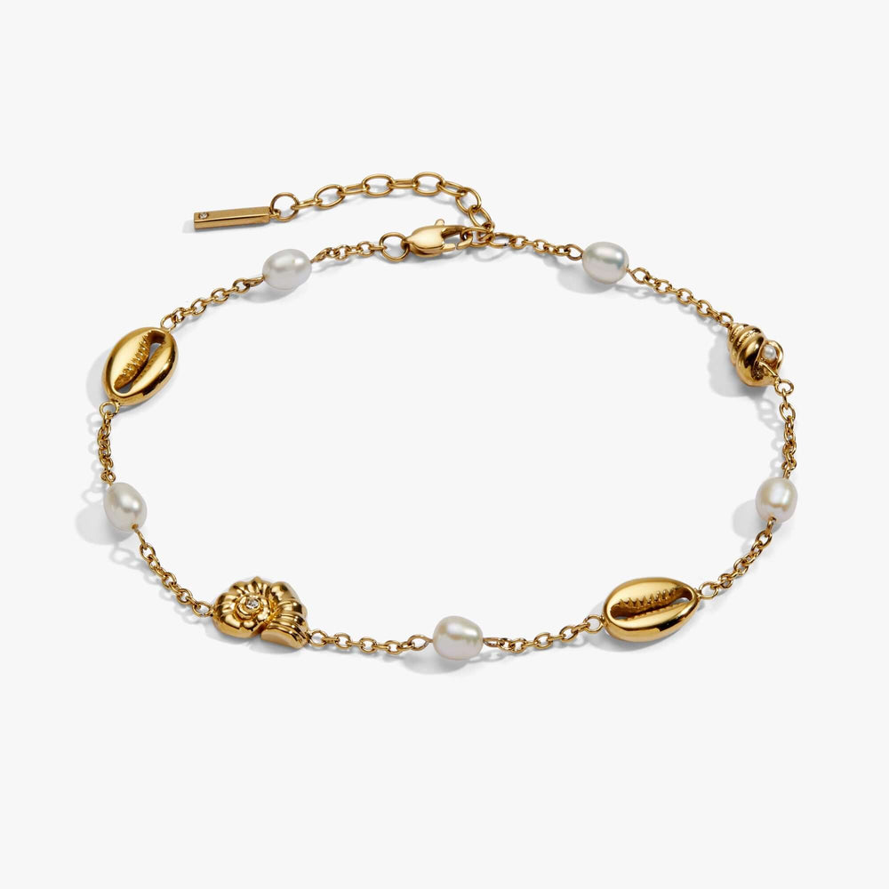 Seashell & Pearl Inline Charm Anklet, Anklets, $ 44.00, A Moment Of Now™