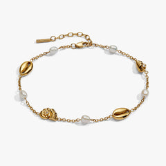 Seashell & Pearl Inline Charm Anklet