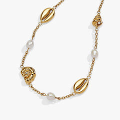 Seashell & Pearl Inline Charm Anklet, Anklets, $ 44.00, A Moment Of Now™