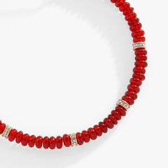 Red Semi-Precious Rondelle Beaded Bangle, Bracelets, $ 16.90, A Moment Of Now™
