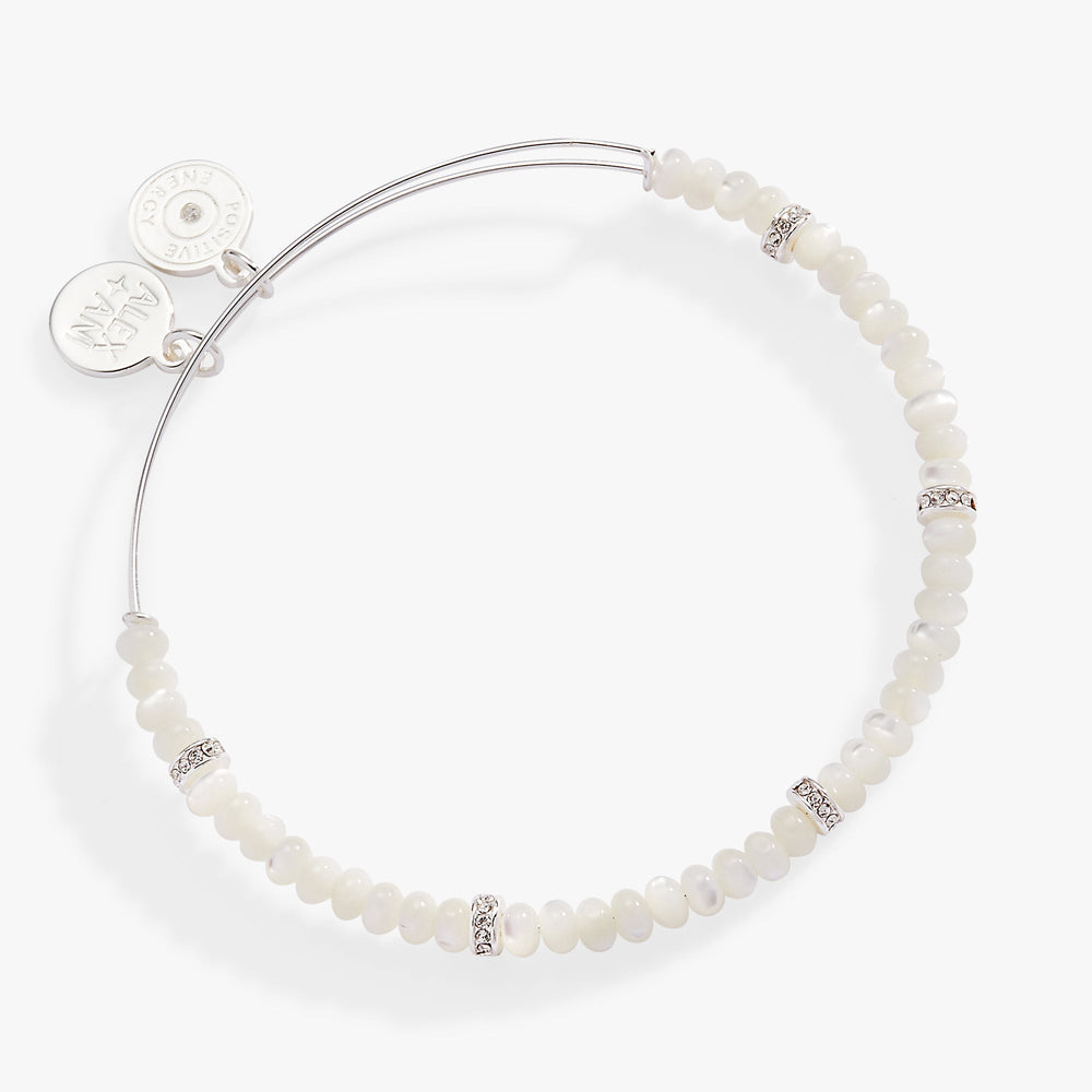White Semi-Precious Rondelle Beaded Bangle, Bracelets, $ 34.00, A Moment Of Now™