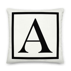 Letter A border monogram throw pillow