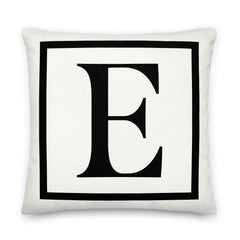 Letter E border monogram throw pillow