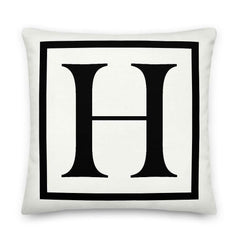 Letter H border monogram throw pillow