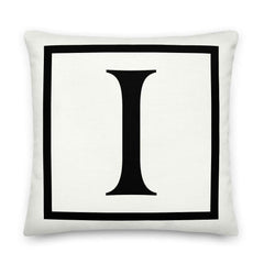 Letter I border monogram throw pillow