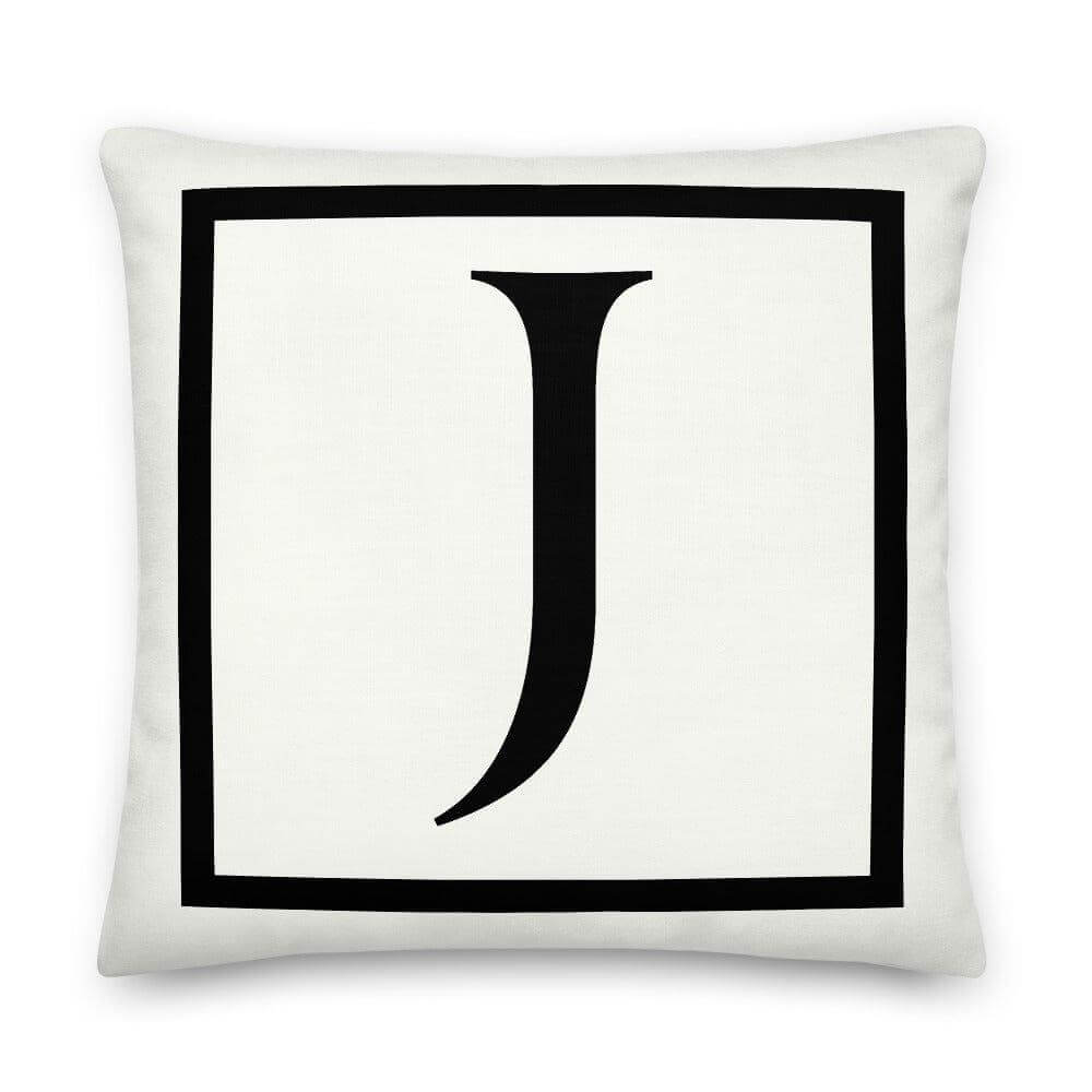 Letter J border monogram throw pillow