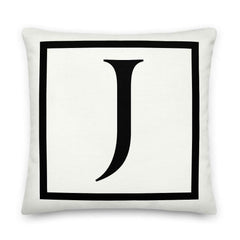 Letter J border monogram throw pillow