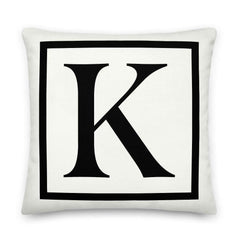 Letter K border monogram throw pillow