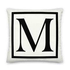 Letter M border monogram throw pillow