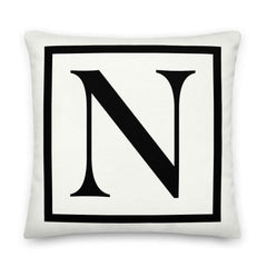 Letter N border monogram throw pillow