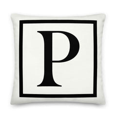 Letter P border monogram throw pillow