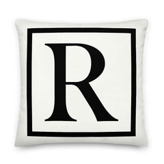 Letter R border monogram throw pillow
