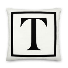 Letter T border monogram throw pillow